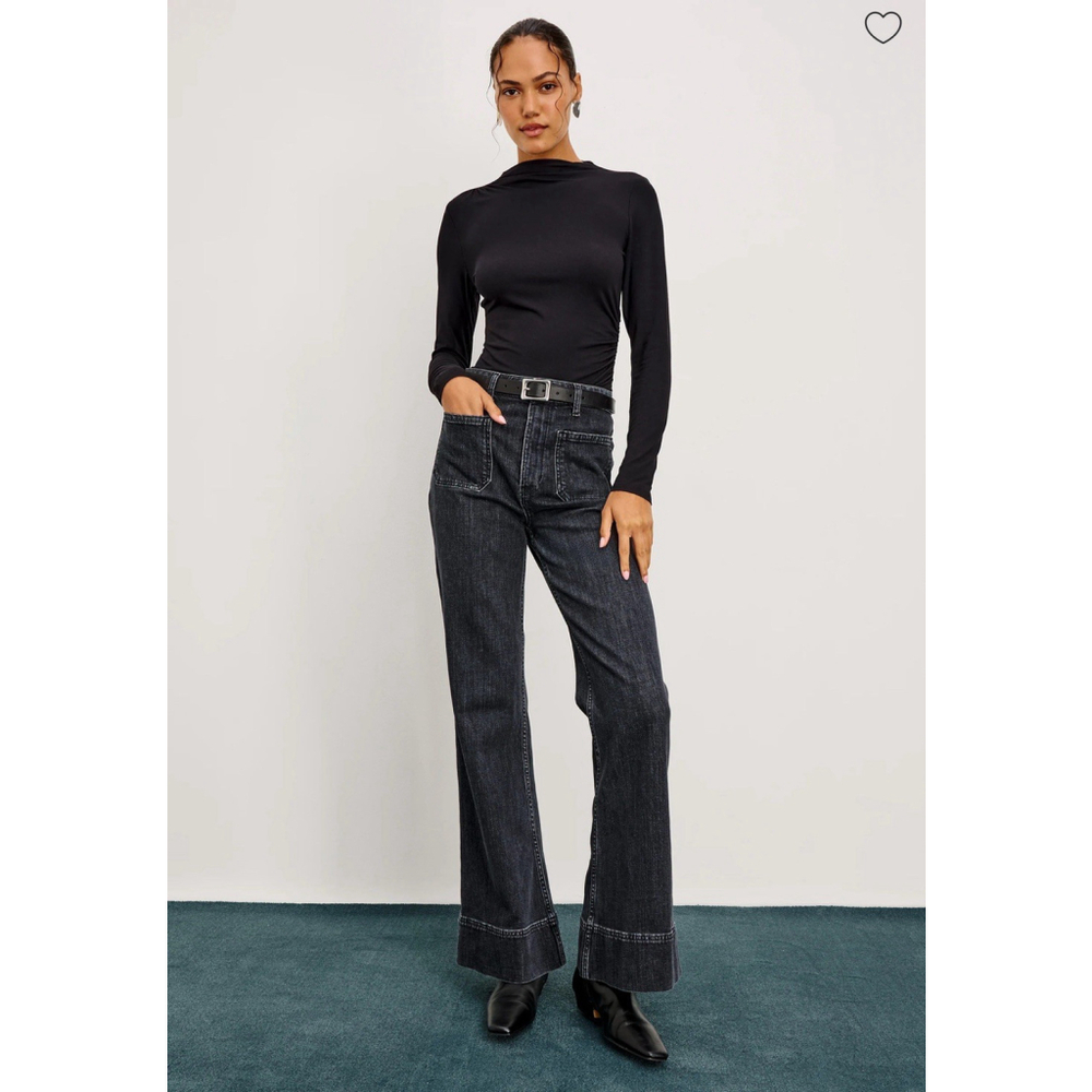 $228 Rails NWT The Alamitos High Rise Flare Trousers Black Pearl Wide Leg 32x31